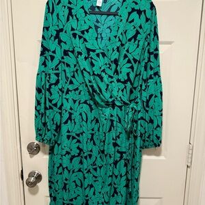 London Times Teal/Greenish and Navy Floral Dress